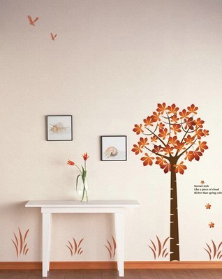 AY202發(fā)財樹風情樹墻貼 不傷墻、超大尺寸、無白邊PVC透明膜的理想裝飾選擇